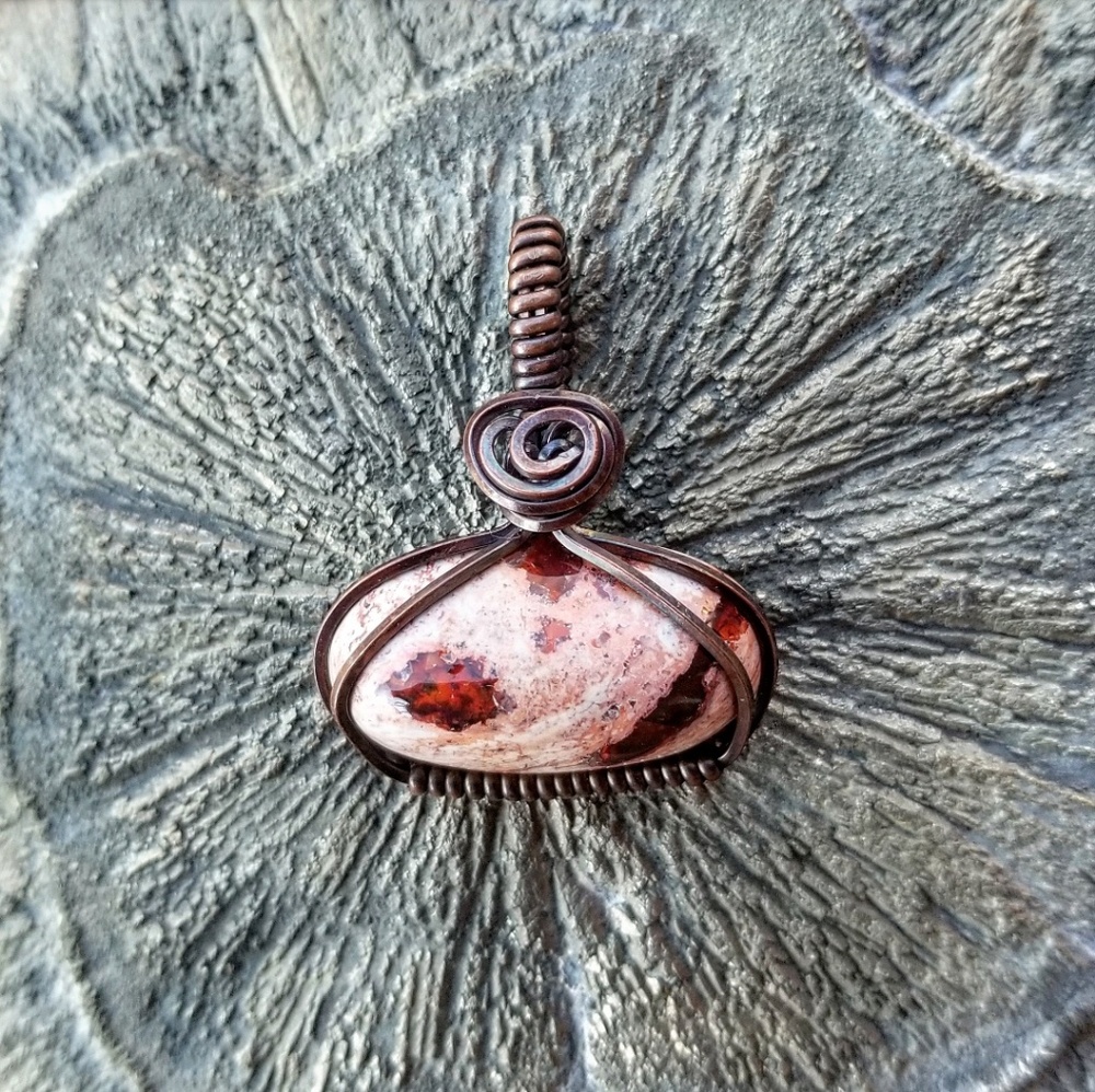 Opal Copper Wire Wrapped Pendant